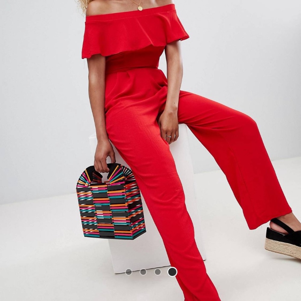 New Look Petite Frill Bardot Jumpsuit